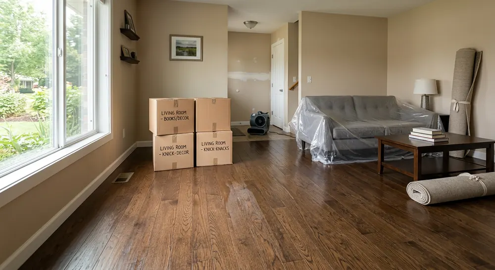 Organized contents pack-out after water damage